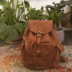 Cute tan leather backpack